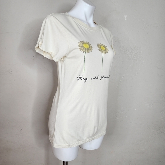 NWT‎ Project Karma Stay Wild Flower Child Crew Neck Tee Yellow Size Small - Picture 5 of 12